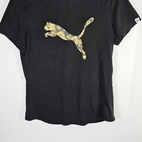 Puma Black‎ T-Shirt with Gold Logo - Picture 2 of 4